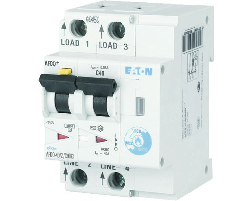 Întreruptor automat cu protecție diferențială & arc electric Eaton xPole AFDD 2P 40A 6kA/30mA, curbă C, tip AC