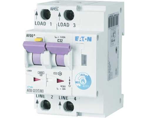 Întreruptor automat cu protecție diferențială & arc electric Eaton xPole AFDD 2P 32A 6kA/30mA, curbă C, tip AC