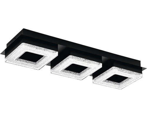 Plafonieră/aplică interior cu LED integrat Fradelo 3x4W 1200 lumeni, negru cu cristale