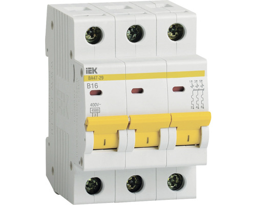 Disjunctor electric modular IEK 3P 16A 4,5kA, curbă B