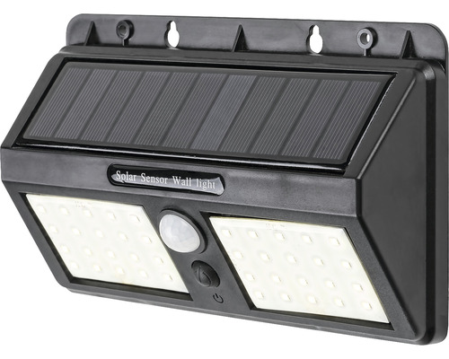 Lampă solară cu LED Ostrava 225 lumeni 4000K, senzor de mișcare, plastic negru Lumină de perete cu senzor solar pentru iluminat exterior
