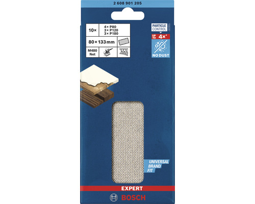 Set Bosch Expert de șmirghel cu granulații diferite, 80 x 133 milimetri, potrivit pentru diverse lucrări de șlefuire