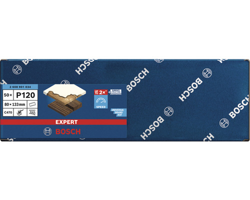 Foi abrazive Bosch Expert, granulație P120, 80 x 133 mm, 50 bucăți