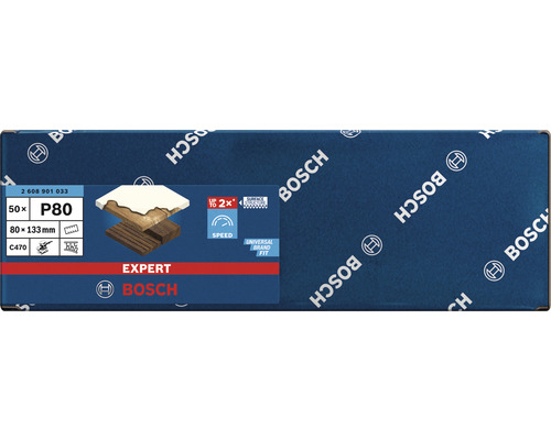 Șmirghel Bosch Expert P80, 80x133 mm, 50 bucăți