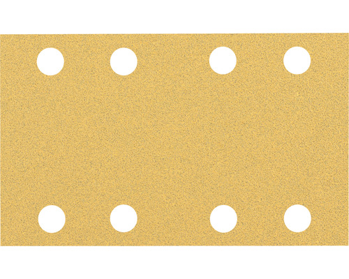 Hârtie abrazivă Bosch 80x133mm, granulație 80, cu 8 găuri, pachet 50 bucăți Foaie de șmirghel cu opt găuri pentru aspirarea prafului