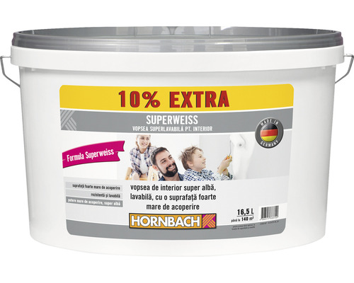 Vopsea lavabilă de interior super albă Superweiss 15 l + 10% extra Găleată vopsea de interior Superweiss, 16,5 litri