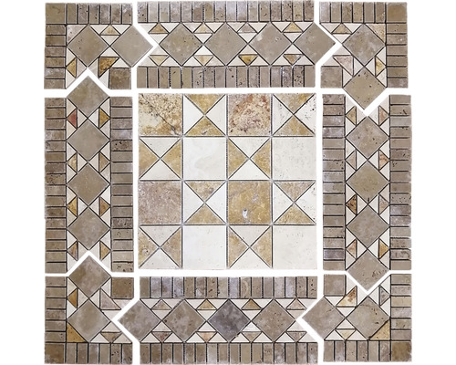 Decor mozaic travertin maro/crem 72 x 72 cm