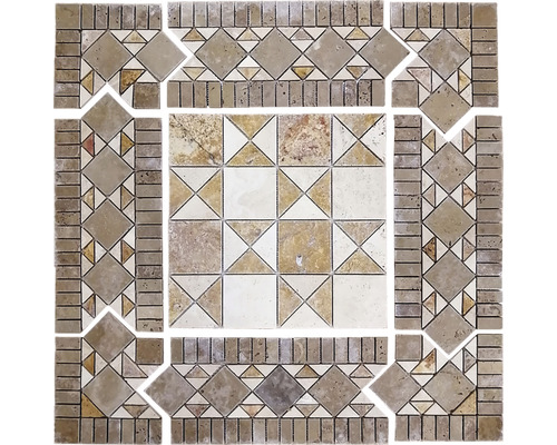 Decor mozaic travertin maro/crem 72 x 72 cm Model de plăci din piatră naturală pentru designul podelei sau al peretelui