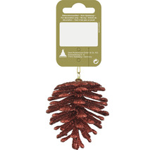 Formă decorativă sclipitoare de con de pin pentru agățat