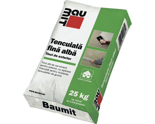 Tencuială tinci Baumit albă fină de exterior 25 kg