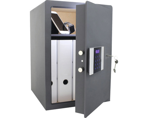 Seif de mobilier deschis cu închidere electronică, chei, dosare, telefon mobil și ceas inteligent