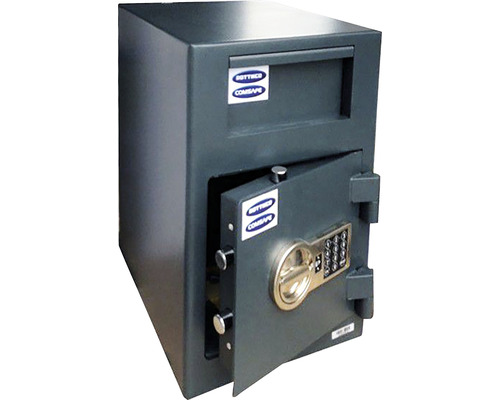Seif cu cifru electronic Rottner RSR2 342x489x381 mm, fantă în zona superioară Seifă antiefracție cu încuietoare deschisă și fantă de depunere.