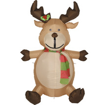 Reni gonflabil așezat cu eșarfă pentru decorațiuni de Crăciun