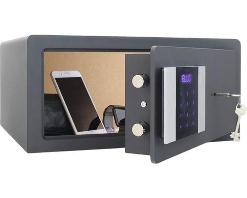 Seifă deschisă cu blocare electronică cu cifru și chei