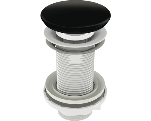 Ventil lavoar click-clack 1 1/4" cu înveliș ceramic negru și fără preaplin Dop de chiuvetă cu capac negru