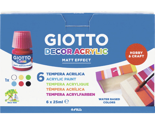 Set de vopsele acrilice Giotto Decor cu șase culori a câte 25 ml