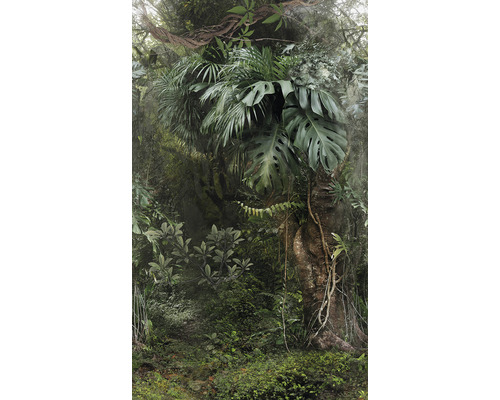 Fototapet vlies Smart Art Easy 47208 junglă verde 159x270 cm Junglă cu plante tropicale, inclusiv Monstera și palmieri