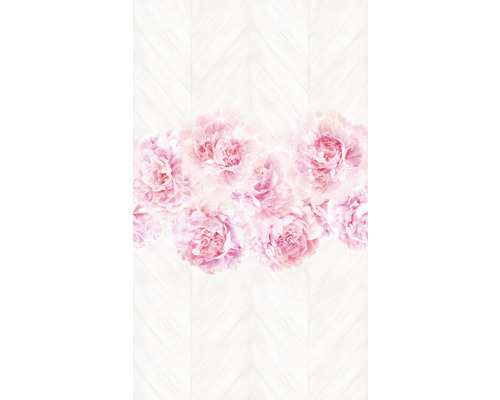 Fototapet vlies Smart Art Easy 47260 flori roz 159x270 cm Tapet cu model floral pe fundal de lemn deschis