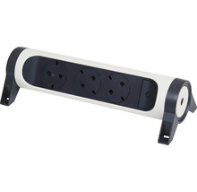 Multipriză electrică fără cablu Legrand RevOlution 3 prize, alb/negru, cu întrerupător, rotativă