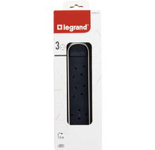 Prelungitor electric Legrand RevOlution 3 prize 5m 3680W, alb/negru, cu întrerupător, rotativ