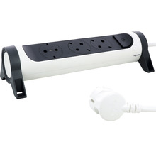 Prelungitor electric Legrand RevOlution 3 prize 5m 3680W, alb/negru, cu întrerupător, rotativ