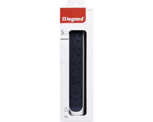 Logo Legrand. Prelungitor cu cinci prize, lungime cablu zero metri.