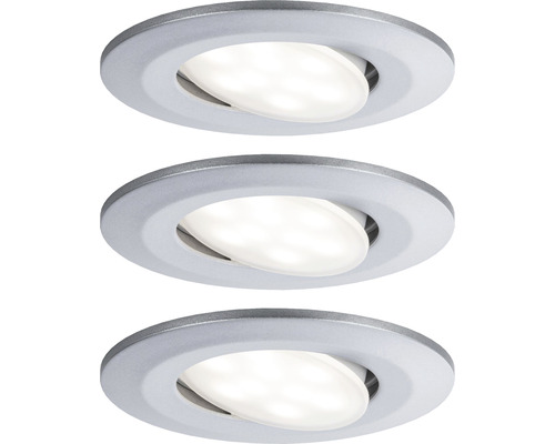 Spot LED încastrat Paulmann Calla 6W 680 lumeni, 4000K, crom, pachet 3 bucăți Trei spoturi rotunde încastrate din metal