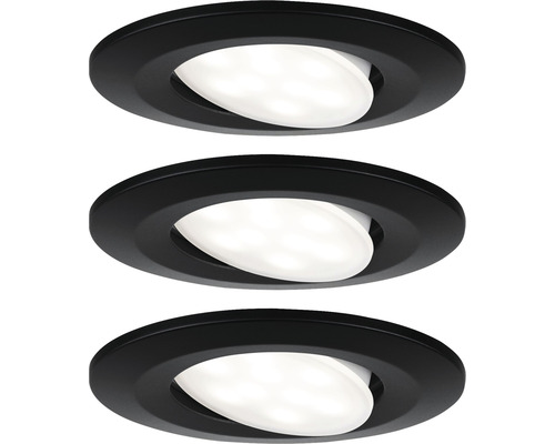 Spot LED încastrat Paulmann Calla 6W 680 lumeni, 4000K, negru, pachet 3 bucăți Trei spoturi LED încastrate