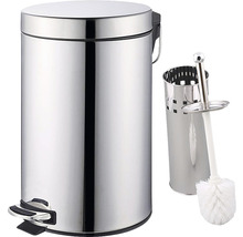 Pachet coș gunoi cu pedală 5 l și perie WC inox