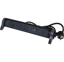 Prelungitor cu trei prize și porturi USB