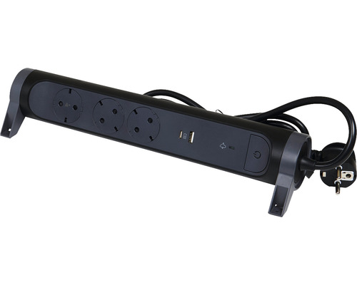 Prelungitor electric Legrand RevOlution 3 prize + 1x USB + 1x USB tip C 1,5m 3680W, negru, cu întrerupător, protecție la supratensiune, rotativ