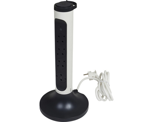 Bloc de prize în formă de turn cu șase prize și cablu