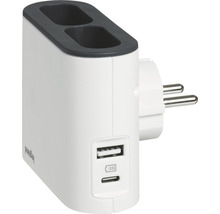 Adaptor de priză cu două sloturi și porturi USB