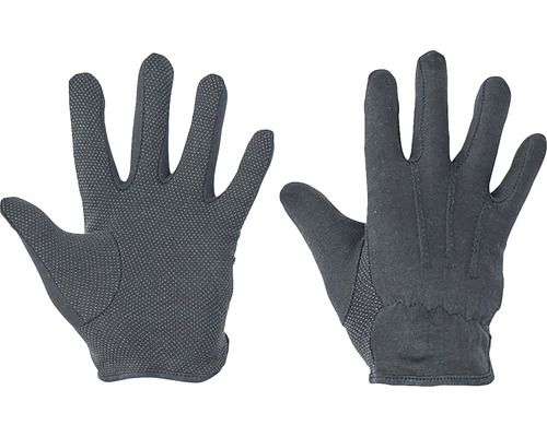 Mănuși de protecție Cerva Bustard tricotate din bumbac negru, puncte din PVC în palmă, mărimea 9