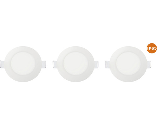 Set spoturi LED încastrate Slank 350 lumeni 4000K Ø86 mm IP65, alb, 3 bucăți Trei spoturi încastrate rotunde cu grad de protecție IP65