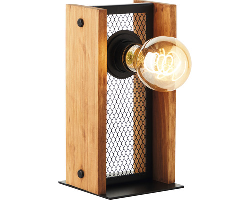 Lampă de masă din lemn și metal cu bec