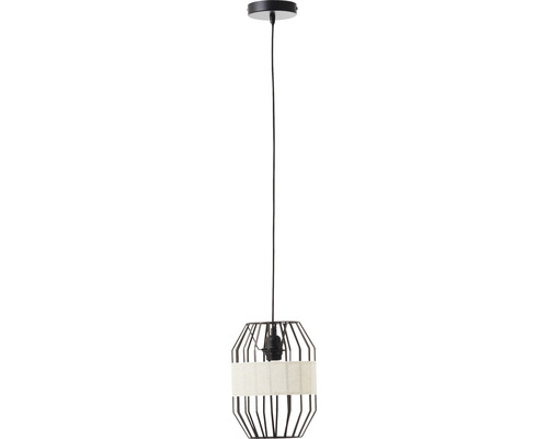 Lampa suspendată cu cadru metalic și abajur din material textil