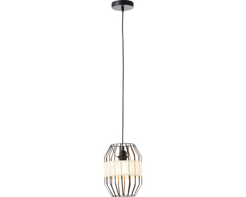 Lampa suspendată cu abajur din metal și material textil