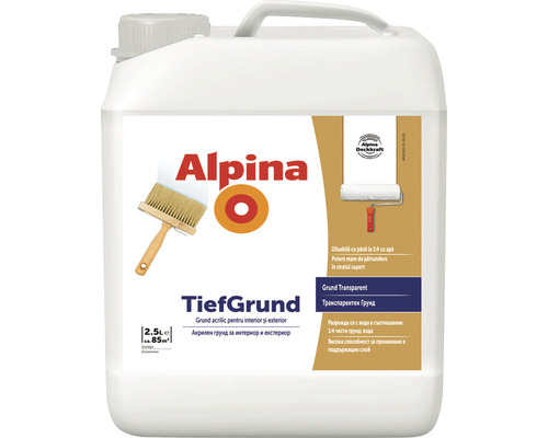 Grund acrilic Alpina Tiefgrund 2,5 l Amorsă acrilică transparentă Alpina Tiefgrund în recipient de 2,5 litri