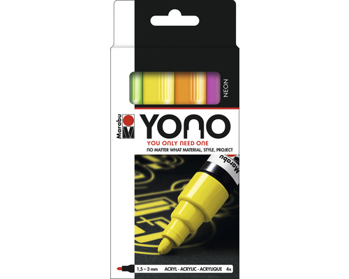 Set de markere acrilice neon Marabu Yono cu patru markere