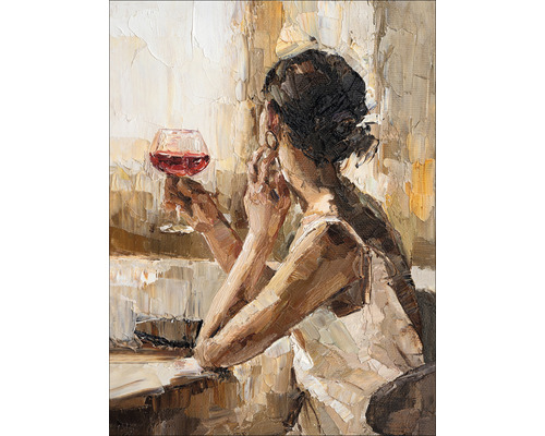 Tablou canvas Girl with wine glass 57x77 cm-0