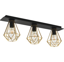 Lumină de plafon cu trei becuri și abajururi geometrice