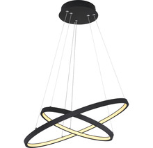 Lumină suspendată cu LED negru cu două inele împletite