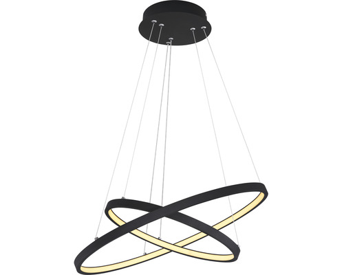 Lumină suspendată cu LED negru cu două inele împletite
