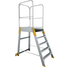Scară aluminiu cu platformă și trepte pe o parte 1x7 trepte