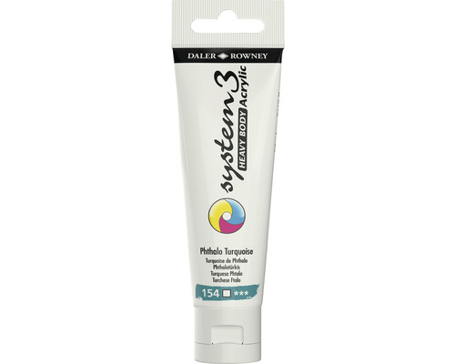 Vopsea acrilică Daler Rowney System 3 Heavy Body, nuanța Phthalo Turquoise