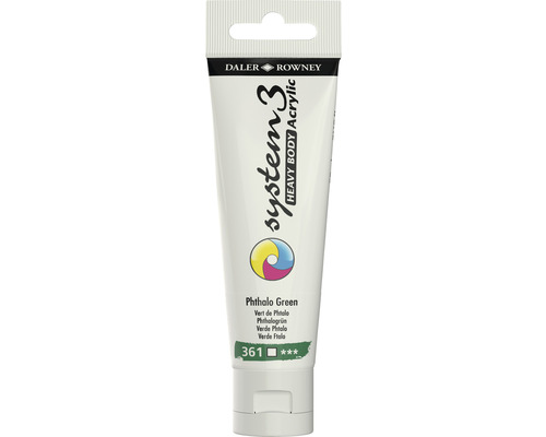 Vopsea acrilică Daler Rowney System 3 Heavy Body, nuanța Verde Phthalo