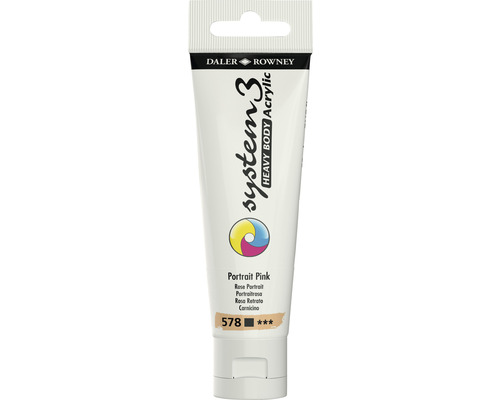 Vopsea acrilică Daler Rowney System 3 Heavy Body, nuanța Portrait Pink