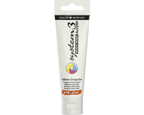 Daler Rowney System 3 Vopsea acrilică Heavy Body cadmiu portocaliu nuanță în tub