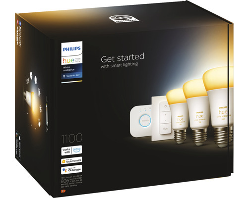 Ambalajul setului de pornire Philips Hue White Ambiance E27